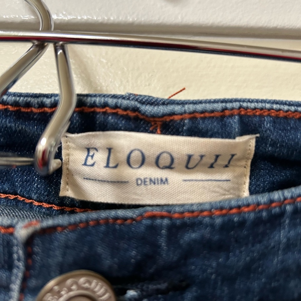 ELOQUII Gena Fit Peach Lift Dark Wash Button Fly Skinny Jeans Size 26